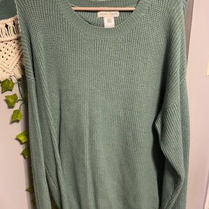 Green Woven Open Back Sweater